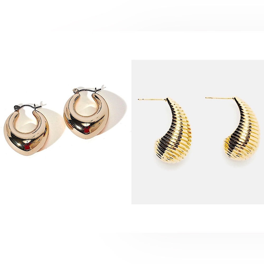 NWT SET of 2❣️❣️❣️🤩💰Gold Hoop & Tear Drop Stud Earrings💰🤩